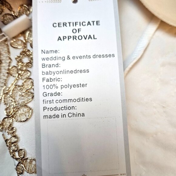 Elegant White Mermaid Gown/Dress Gold Lace Appliqué & Sheer Neckline Size M - Picture 13 of 13